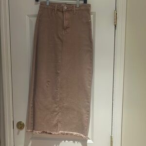 Blush pink Denim Midi Skirt